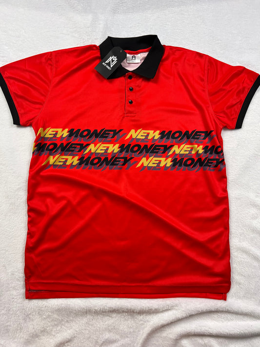 New Money Graphic Red Polo Shirt