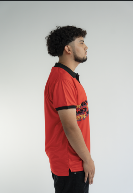 New Money Graphic Red Polo Shirt